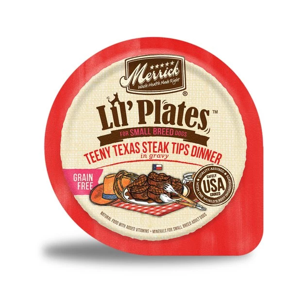 Merrick Lil' Plates Grain-Free Teeny Texas Steak Tips in Gravy Dog Food Trays 3 Merrick Lil' Plates Grain-Free Teeny Texas Steak Tips in Gravy Dog Food Trays