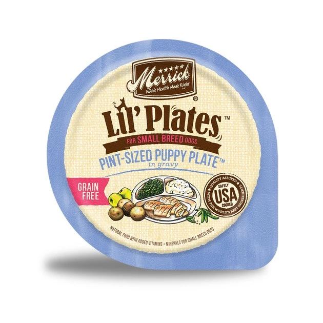 Merrick Lil' Plates Grain-Free Pint-Sized Puppy Plate in Gravy Dog Food Trays 3 Merrick Lil' Plates Grain-Free Pint-Sized Puppy Plate in Gravy Dog Food Trays