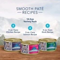 Blue Buffalo Wilderness Pate Variety Pack Duck, Chicken & Salmon Grain-Free Cat Canned Food -Merrick || Blue Wilderness Sales 2022 114186 PT3. SY630 V1604362327