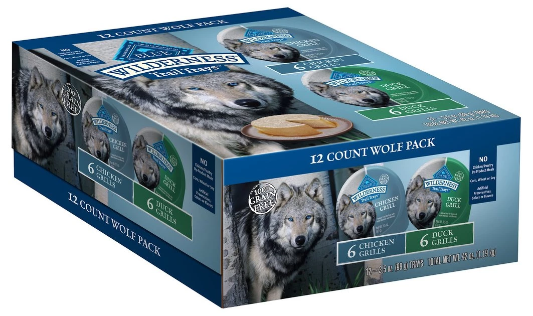 Blue Buffalo Wilderness Trail Trays Variety Pack with Duck & Chicken Formula Grain-Free Dog Food Trays 4 Blue Buffalo Wilderness Trail Trays Variety Pack with Duck & Chicken Formula Grain-Free Dog Food Trays - Image 2