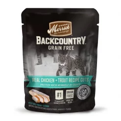 Merrick Backcountry Grain-Free Real Chicken & Trout Recipe Cuts Morsels in Gravy Cat Food Pouches