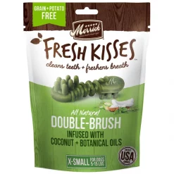 Merrick Fresh Kisses Double-Brush Coconut + Botanical Oils Infused X-Small Dental Dog Treats