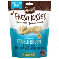 Merrick Fresh Kisses Double-Brush Mint Breath Strip Infused X-Small Dental Dog Treats