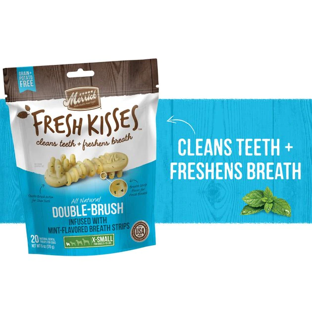 Merrick Fresh Kisses Double-Brush Mint Breath Strip Infused X-Small Dental Dog Treats 5 Merrick Fresh Kisses Double-Brush Mint Breath Strip Infused X-Small Dental Dog Treats - Image 3
