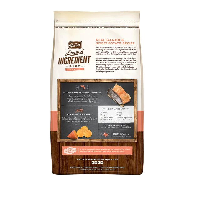 Merrick Limited Ingredient Diet Grain-Free Chicken-Free Real Salmon & Sweet Potato Recipe Dry Dog Food 4 Merrick Limited Ingredient Diet Grain-Free Chicken-Free Real Salmon & Sweet Potato Recipe Dry Dog Food - Image 2