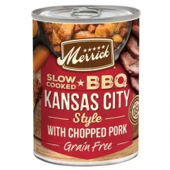 Merrick Slow-Cooked BBQ Kansas City Style Chopped Pork Recipe Grain-Free Canned Dog Food, 12.7-oz can, case of 12