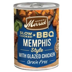 Merrick Slow-Cooked BBQ Memphis Style Glazed Chicken Recipe Grain-Free Canned Dog Food, 12.7-oz can, case of 12