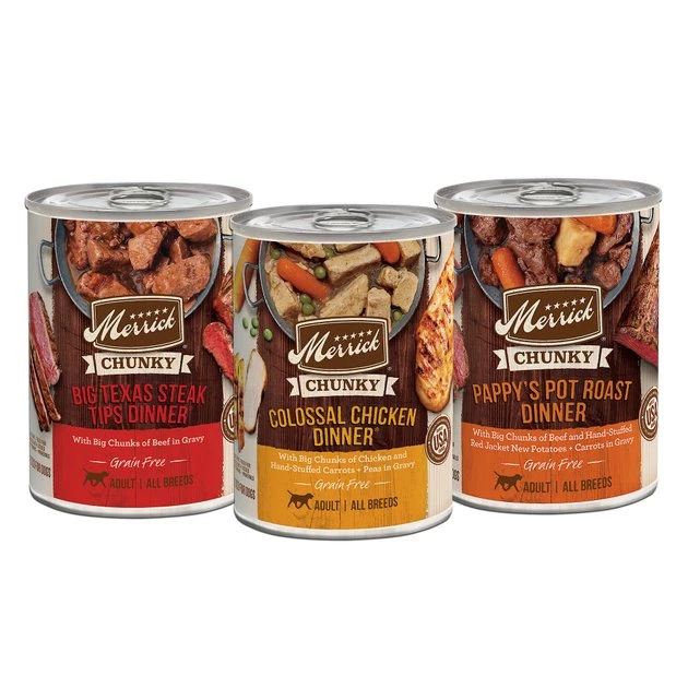 Merrick Chunky Recipes Variety Pack Grain-Free Wet Dog Food, 12.7-oz can, case of 12 3 Merrick Chunky Recipes Variety Pack Grain-Free Wet Dog Food, 12.7-oz can, case of 12