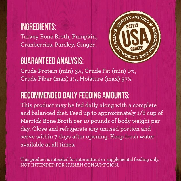 Merrick Turkey Bone Broth Grain-Free Wet Dog Food Topper 6 Merrick Turkey Bone Broth Grain-Free Wet Dog Food Topper - Image 4