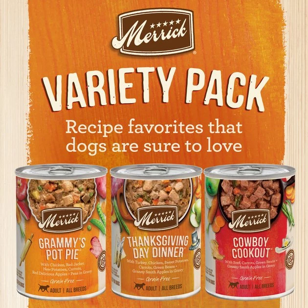 Merrick Favorites Recipes Variety Pack Grain-Free Wet Dog Food, 12.7-oz can, case of 12 4 Merrick Favorites Recipes Variety Pack Grain-Free Wet Dog Food, 12.7-oz can, case of 12 - Image 2