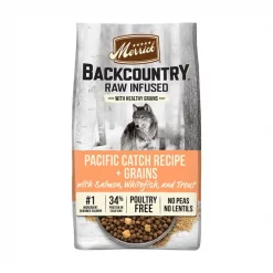 Merrick Backcountry Chicken-Free Raw Infused Pacific Catch Recipe + Grains with Salmon, Whitefish & Trout Freeze-Dried Dry Dog Food