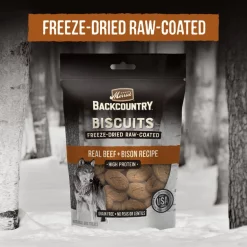 Merrick Backcountry Biscuits Real Beef + Bison Recipe Grain-Free Freeze-Dried Raw Coated Dog Treats -Merrick || Blue Wilderness Sales 2022 237956 PT3. SY630 V1591384650