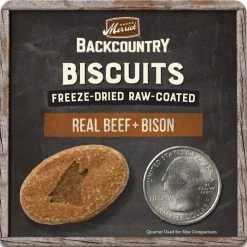 Merrick Backcountry Biscuits Real Beef + Bison Recipe Grain-Free Freeze-Dried Raw Coated Dog Treats -Merrick || Blue Wilderness Sales 2022 237956 PT4. SY630 V1591384652
