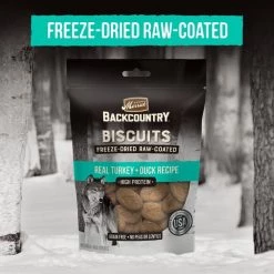 Merrick Backcountry Biscuits Real Turkey + Duck Recipe Grain-Free Freeze-Dried Raw Coated Dog Treats -Merrick || Blue Wilderness Sales 2022 237959 PT3. SY630 V1591384721
