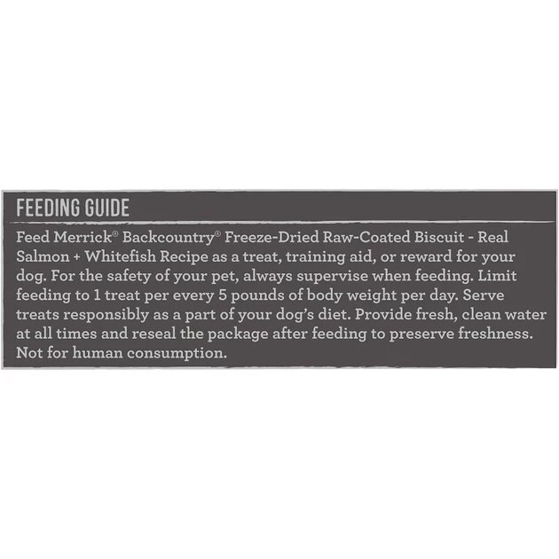 Merrick Backcountry Biscuits Real Salmon + Whitefish Recipe Grain-Free Freeze-Dried Raw Coated Dog Treats 10 Merrick Backcountry Biscuits Real Salmon + Whitefish Recipe Grain-Free Freeze-Dried Raw Coated Dog Treats - Image 8