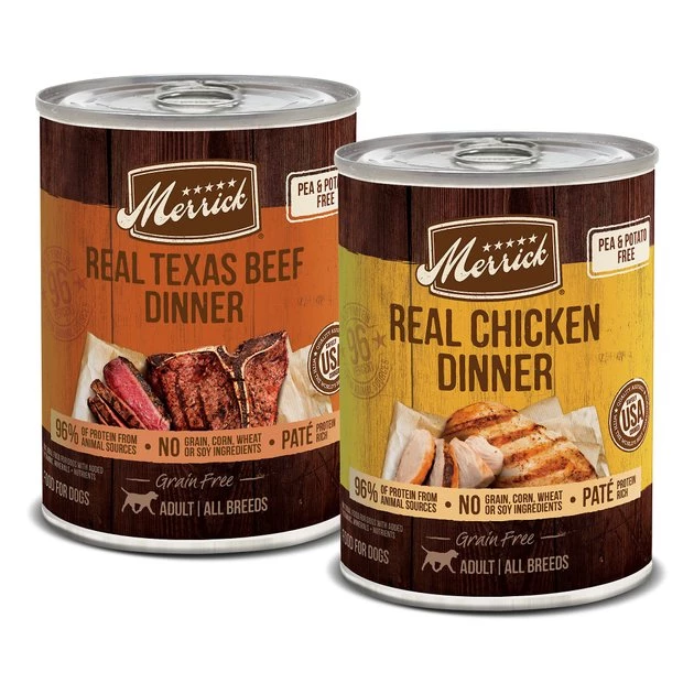 Merrick Grain-Free Real Texas Beef & Chicken Dinner Variety Pack Wet Dog Food, 12.7-oz can, case of 12 3 Merrick Grain-Free Real Texas Beef & Chicken Dinner Variety Pack Wet Dog Food, 12.7-oz can, case of 12