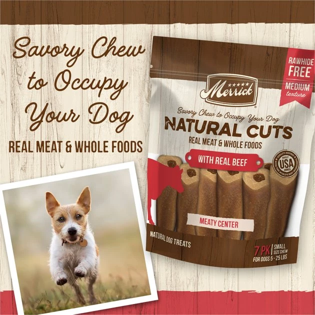 Merrick Natural Cuts Small Real Beef Rawhide Free Dog Treats, 7 count 5 Merrick Natural Cuts Small Real Beef Rawhide Free Dog Treats, 7 count - Image 3