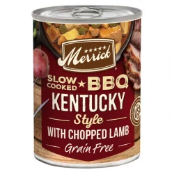 Merrick Grain-Free Slow-Cooked BBQ Kentucky Style with Chopped Lamb Wet Dog Food, 12.7-oz can, case of 12