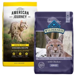American Journey||Blue Buffalo American Journey Chicken Recipe + Blue Buffalo Wilderness Chicken Recipe Grain-Free Dry Cat Food