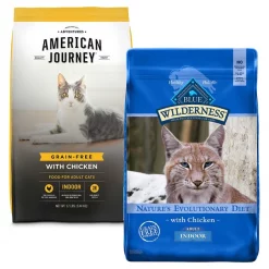 American Journey||Blue Buffalo American Journey Indoor Recipe with Chicken Grain-Free Dry Food + Blue Buffalo Wilderness Indoor Chicken Recipe Grain-Free Dry Cat Food
