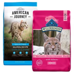 American Journey||Blue Buffalo American Journey Salmon Recipe Grain-Free Dry Food + Blue Buffalo Wilderness Salmon Recipe Grain-Free Dry Cat Food