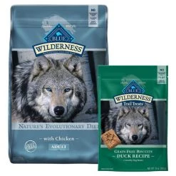 Blue Buffalo Wilderness Chicken Recipe Grain-Free Dry Food + Trail Treats Grain-Free Duck Biscuits Dog Treats