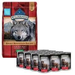 Blue Buffalo||American Journey Blue Buffalo Wilderness Rocky Mountain Recipe with Red Meat Adult Grain-Free Dry Food + American Journey Stews Beef & Vegetables Recipe in Gravy Grain-Free Canned Dog Food
