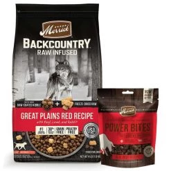 Merrick Backcountry Raw Infused Grain-Free Dry Food Great Plains Red Recipe + Power Bites Real Texas Beef Recipe Grain-Free Soft & Chewy Dog Treats