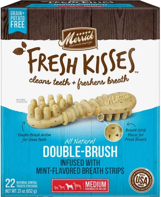 Merrick Grain-Free Real Salmon & Sweet Potato Recipe Dry Food + Fresh Kisses Double-Brush Mint Breath Strip Infused Medium Dental Dog Treats 6 Merrick Grain-Free Real Salmon & Sweet Potato Recipe Dry Food + Fresh Kisses Double-Brush Mint Breath Strip Infused Medium Dental Dog Treats - Image 4