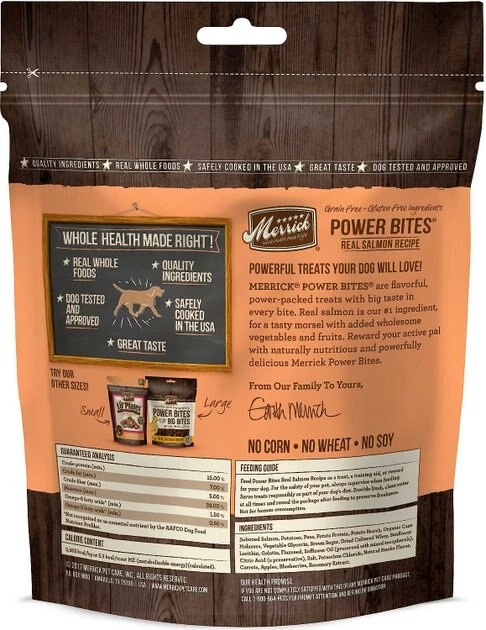 Merrick Grain-Free Real Salmon & Sweet Potato Recipe Dry Food + Power Bites Real Salmon Recipe Grain-Free Soft & Chewy Dog Treats 7 Merrick Grain-Free Real Salmon & Sweet Potato Recipe Dry Food + Power Bites Real Salmon Recipe Grain-Free Soft & Chewy Dog Treats - Image 5