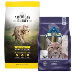 American Journey||Blue Buffalo American Journey Chicken Recipe Grain-Free Dry Cat Food, 5-lb bag + Blue Buffalo Wilderness Chicken Recipe Grain-Free Dry Cat Food, 6-lb bag