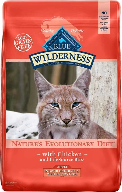 Blue Buffalo Wilderness Indoor Hairball & Weight Control Chicken Recipe Grain-Free Dry Cat Food, 11-lb bag + Blue Buffalo Bursts With Savory Seafood Cat Treats, 12-oz tub 4 Blue Buffalo Wilderness Indoor Hairball & Weight Control Chicken Recipe Grain-Free Dry Cat Food, 11-lb bag + Blue Buffalo Bursts With Savory Seafood Cat Treats, 12-oz tub - Image 2