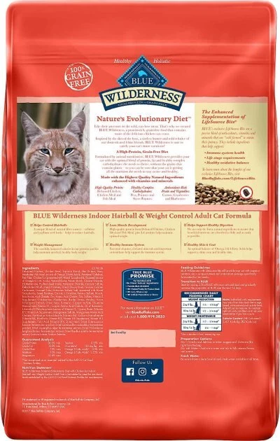 Blue Buffalo Wilderness Indoor Hairball & Weight Control Chicken Recipe Grain-Free Dry Cat Food, 11-lb bag + Blue Buffalo Bursts With Savory Seafood Cat Treats, 12-oz tub 5 Blue Buffalo Wilderness Indoor Hairball & Weight Control Chicken Recipe Grain-Free Dry Cat Food, 11-lb bag + Blue Buffalo Bursts With Savory Seafood Cat Treats, 12-oz tub - Image 3
