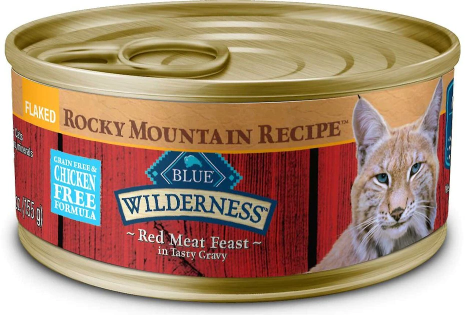 Blue Buffalo Wilderness Rocky Mountain Recipe Flaked Red Meat Feast Adult Grain-Free Canned Cat Food, 5.5-oz, case of 24 + Blue Buffalo Wilderness Rocky Mountain Recipe Flaked Trout Feast Adult Grain-Free Canned Cat Food, 5.5-oz, case of 24 4 Blue Buffalo Wilderness Rocky Mountain Recipe Flaked Red Meat Feast Adult Grain-Free Canned Cat Food, 5.5-oz, case of 24 + Blue Buffalo Wilderness Rocky Mountain Recipe Flaked Trout Feast Adult Grain-Free Canned Cat Food, 5.5-oz, case of 24 - Image 2