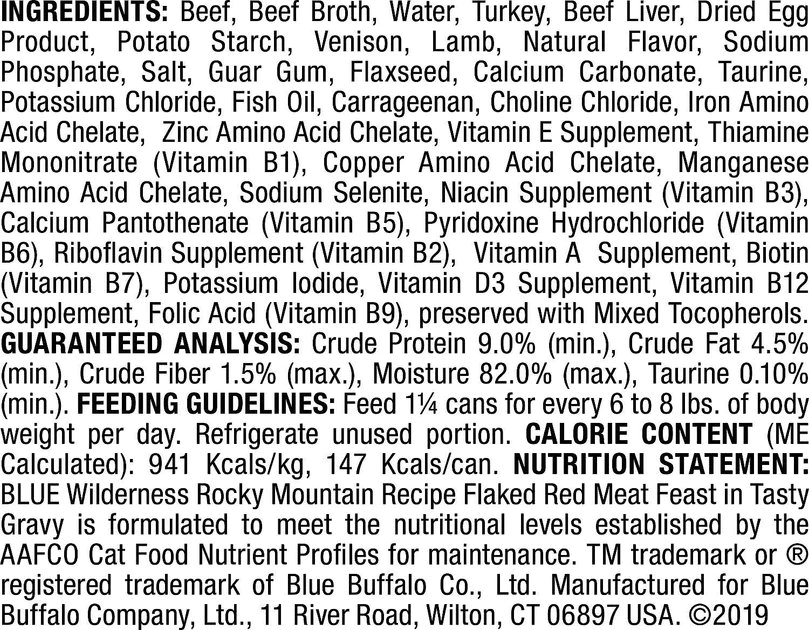 Blue Buffalo Wilderness Rocky Mountain Recipe Flaked Red Meat Feast Adult Grain-Free Canned Cat Food, 5.5-oz, case of 24 + Blue Buffalo Wilderness Rocky Mountain Recipe Flaked Trout Feast Adult Grain-Free Canned Cat Food, 5.5-oz, case of 24 5 Blue Buffalo Wilderness Rocky Mountain Recipe Flaked Red Meat Feast Adult Grain-Free Canned Cat Food, 5.5-oz, case of 24 + Blue Buffalo Wilderness Rocky Mountain Recipe Flaked Trout Feast Adult Grain-Free Canned Cat Food, 5.5-oz, case of 24 - Image 3