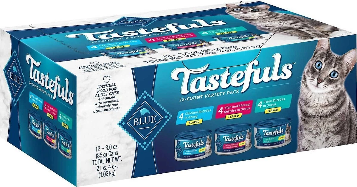 Blue Buffalo||Blue Buffalo Blue Buffalo Tastefuls Tuna, Chicken, Fish & Shrimp Entrées Variety Pack Flaked Wet Food + Wilderness Pate Variety Pack Duck, Chicken & Salmon Grain-Free Cat Canned Food 4 Blue Buffalo||Blue Buffalo Blue Buffalo Tastefuls Tuna, Chicken, Fish & Shrimp Entrées Variety Pack Flaked Wet Food + Wilderness Pate Variety Pack Duck, Chicken & Salmon Grain-Free Cat Canned Food - Image 2