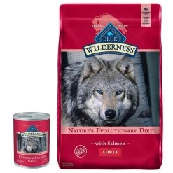 Blue Buffalo Wilderness Salmon & Chicken Grill Canned Food + Salmon Recipe Dry Dog Food