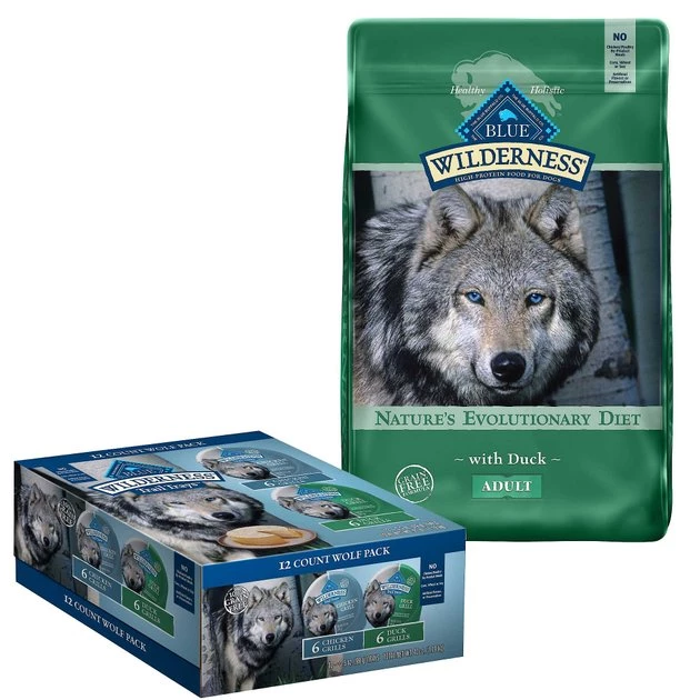 Blue Buffalo Wilderness Trail Trays Variety Pack with Duck & Chicken Formula Food Trays + Duck Recipe Dry Dog Food 3 Blue Buffalo Wilderness Trail Trays Variety Pack with Duck & Chicken Formula Food Trays + Duck Recipe Dry Dog Food