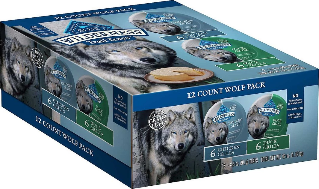 Blue Buffalo Wilderness Trail Trays Variety Pack with Duck & Chicken Formula Food Trays + Duck Recipe Dry Dog Food 4 Blue Buffalo Wilderness Trail Trays Variety Pack with Duck & Chicken Formula Food Trays + Duck Recipe Dry Dog Food - Image 2