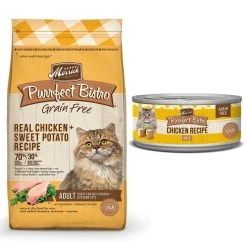 Merrick Purrfect Bistro Real Chicken + Sweet Potato Recipe Dry Food + Chicken Pate Canned Cat Food