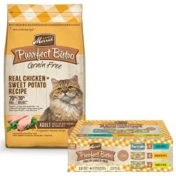 Merrick Purrfect Bistro Real Chicken + Sweet Potato Recipe Dry Food + Poultry Variety Pack Canned Cat Food