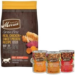 Merrick Real Chicken + Sweet Potato Recipe Dry Food + Favorites Wet Dog Food Variety Pack