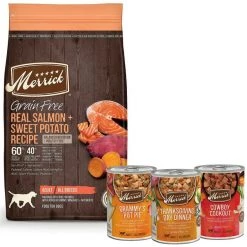 Merrick Real Salmon & Sweet Potato Recipe Dry Food + Favorites Wet Dog Food Variety Pack