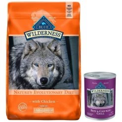 Blue Buffalo Wilderness Large Breed Chicken Recipe Grain-Free Dry Dog Food + Beef & Chicken Grill Grain-Free Canned Food