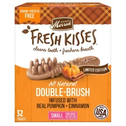 Merrick Fresh Kisses Real Pumpkin & Cinnamon Small Breed Dog Dental Treats, 32 count
