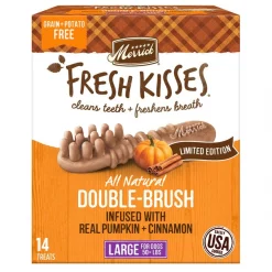 Merrick Fresh Kisses Real Pumpkin & Cinnamon Large Breed Dog Dental Treats, 14 count
