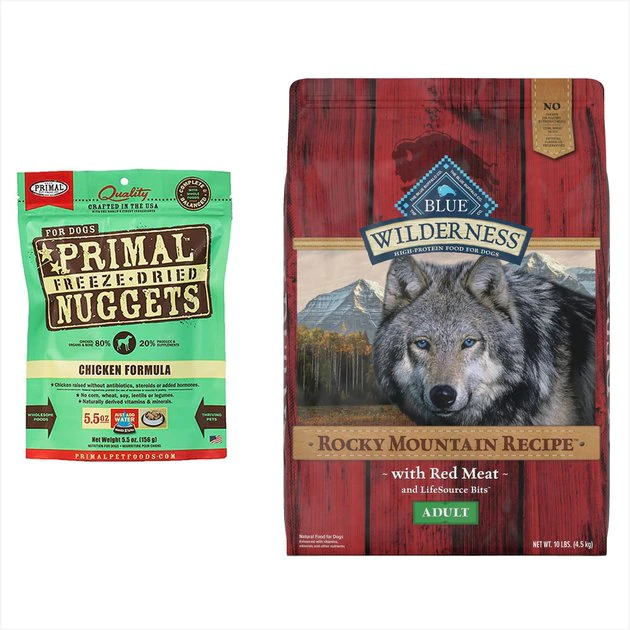 Blue Buffalo||Primal Blue Buffalo Wilderness Rocky Mountain Red Meat Dry Food + Primal Chicken Formula Freeze-Dried Dog Food 3 Blue Buffalo||Primal Blue Buffalo Wilderness Rocky Mountain Red Meat Dry Food + Primal Chicken Formula Freeze-Dried Dog Food