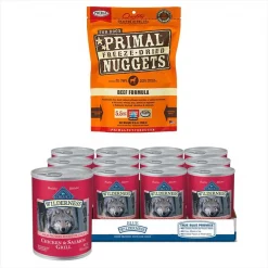 Blue Buffalo||Primal Blue Buffalo Wilderness Salmon & Chicken Grill Canned Food + Primal Beef Formula Freeze-Dried Dog Food