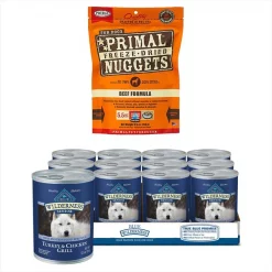 Blue Buffalo||Primal Blue Buffalo Wilderness Turkey & Chicken Grill Canned Food + Primal Beef Formula Freeze-Dried Dog Food