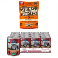 Blue Buffalo||Primal Blue Buffalo Wilderness Rocky Mountain Red Meat Dinner Canned Food + Primal Beef Formula Freeze-Dried Dog Food